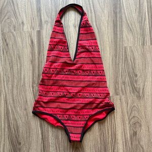 American Apparel bodysuit (L) red and black printed